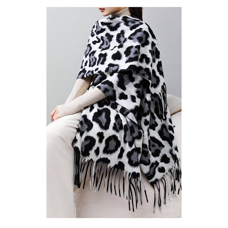 Cardigan Supplier - Winter Women Jacquard Shawl Ruana Coat Ethnic Poncho