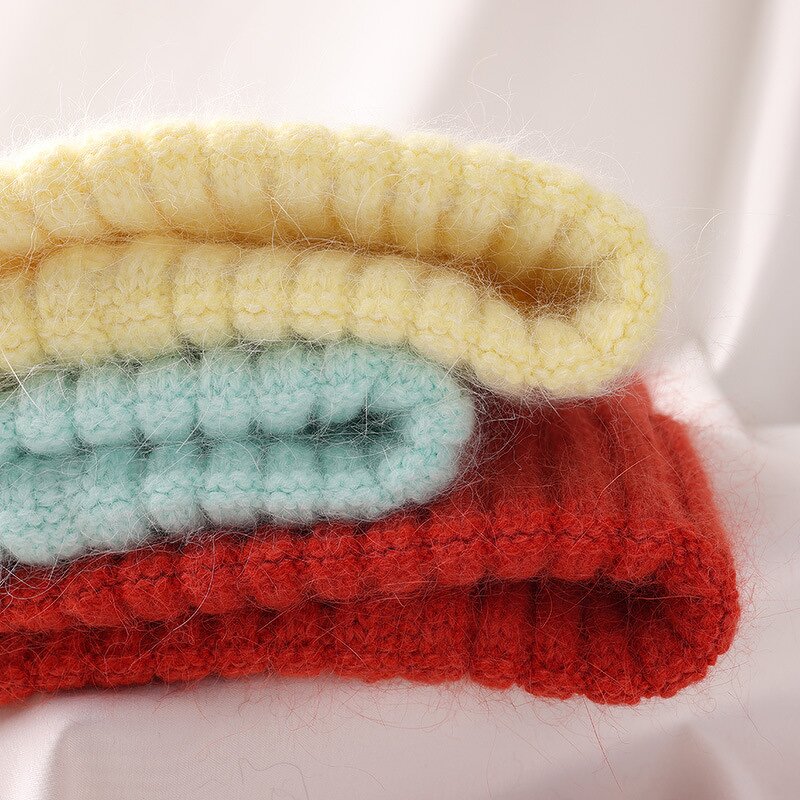 Knitted Hat Factory - Winter Foldable Rabbit Fur Beanies Ski Hats