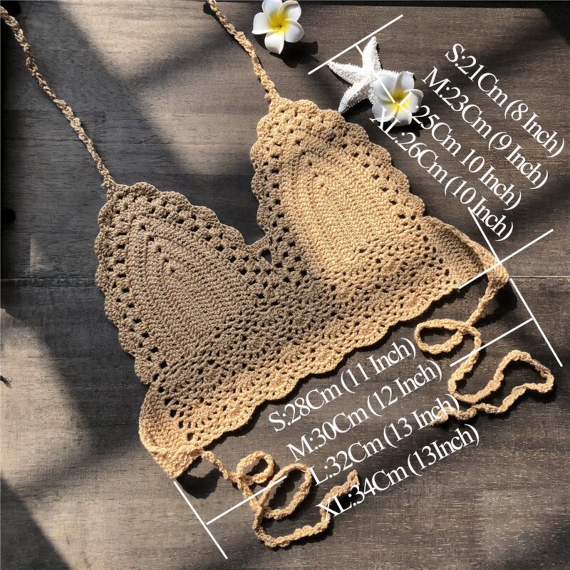 Crochet Top Supplier - Women Cotton Bra Summer Beach Bralette Knit Bra