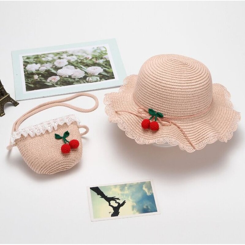 Sun Hat Set Supplier - Summer Babygirl Straw Hat Tassel Flower Set