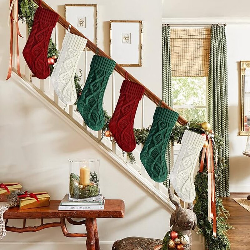 Christmas Stockings Supplier - Custom Embroidery Logo 18 Inches Knit Stockings