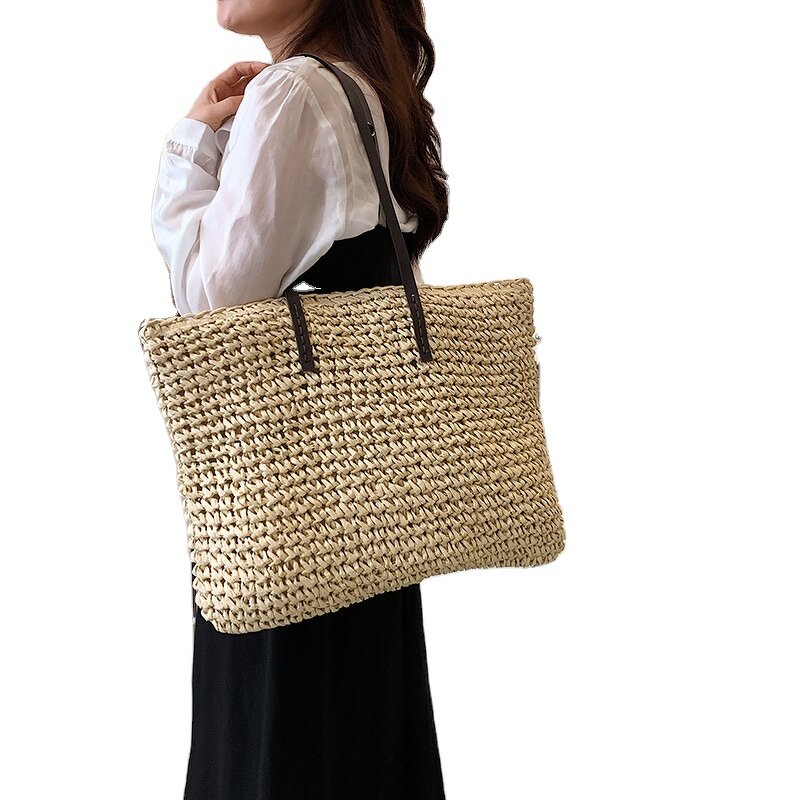 Tote Bag Factory - Women Straw Woven Large Beach Weaving Shoulder Bag