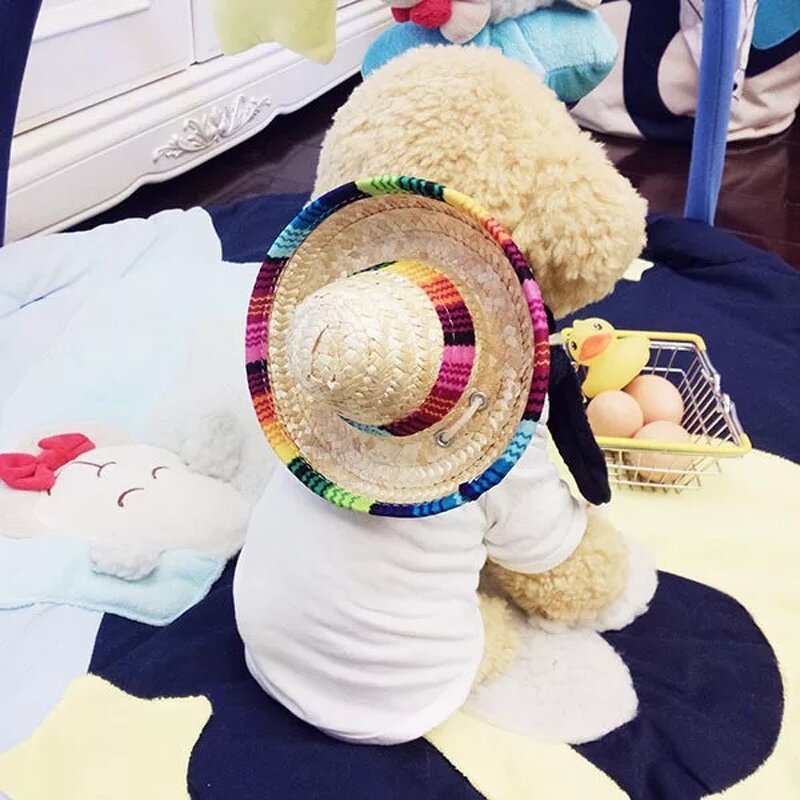 Pet Hat Supplier - Creative Mini Pet Dogs Straw Mexican Sombrero Cute Hat