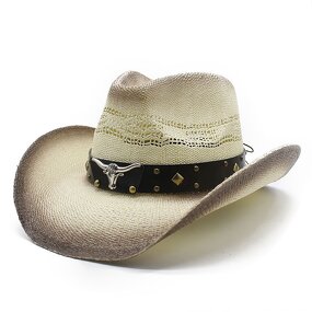 Straw Hat Supplier - Unisex Wide Brim Western Straw Cowboy Cowgirl Hat