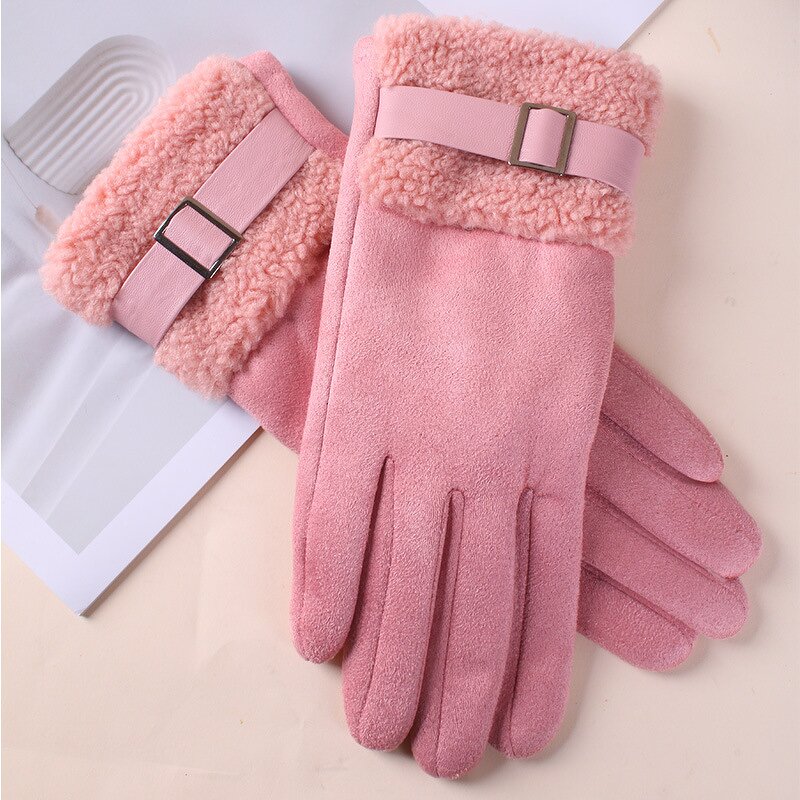 Cycling Gloves Manufacturer - Winter Suede Fur Cuffs Fleece Windproof Gloves