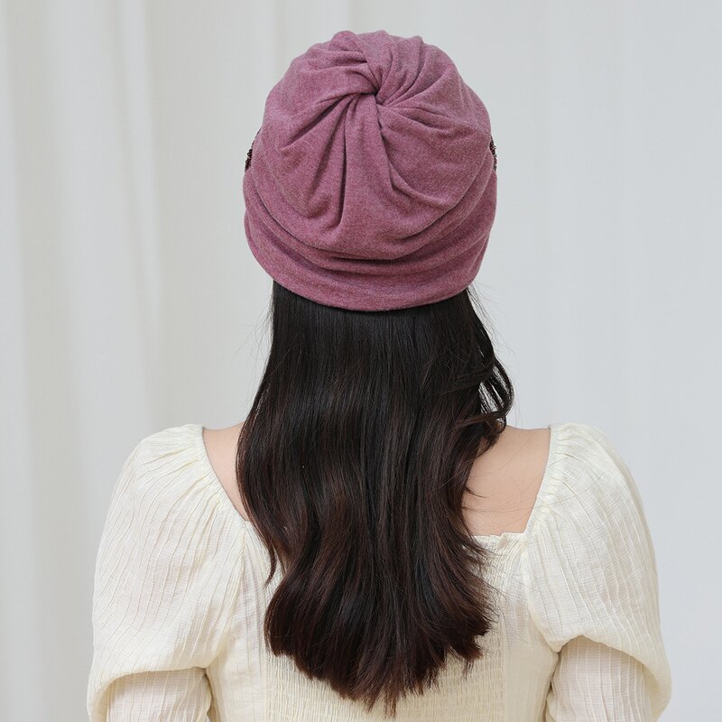 Beanie Hat Factory - Women Hijab Wrap Turban Hat with Sequined Patchwork