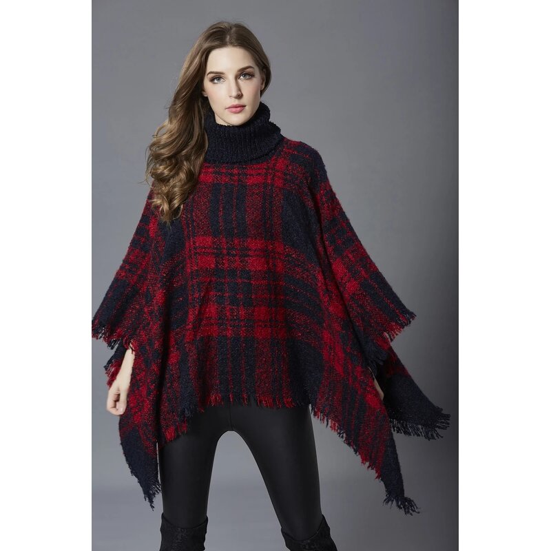 Poncho Supplier - New Special Design Striped Poncho Cape Retro Knitted