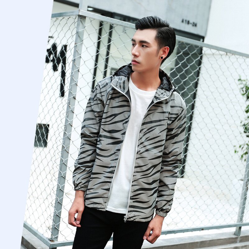 Jacket Manufacturer - New Streetwear Noctilucent Reflective Zebra Printed Windbreaker