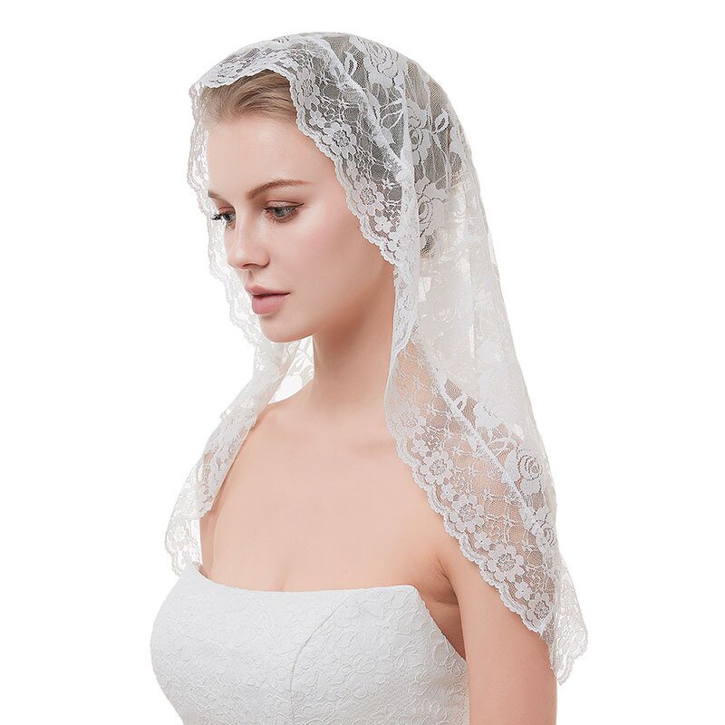 Veil Supplier - Rose Lace D Shape Head Covering for Women
