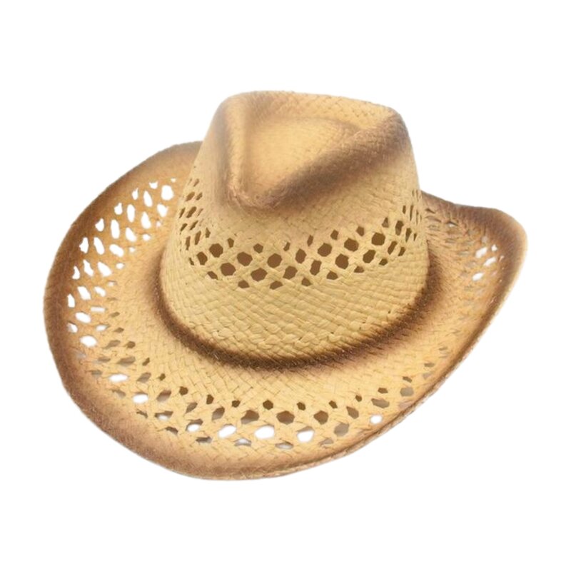 Straw Hat Supplier - Western Straw Cowboy Hat Hollow Out Cowgirl Woven