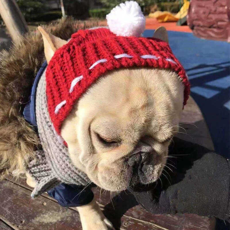 Pet Hat Factory - Winter Dog Christmas Woolen Puppy Hat With Ball