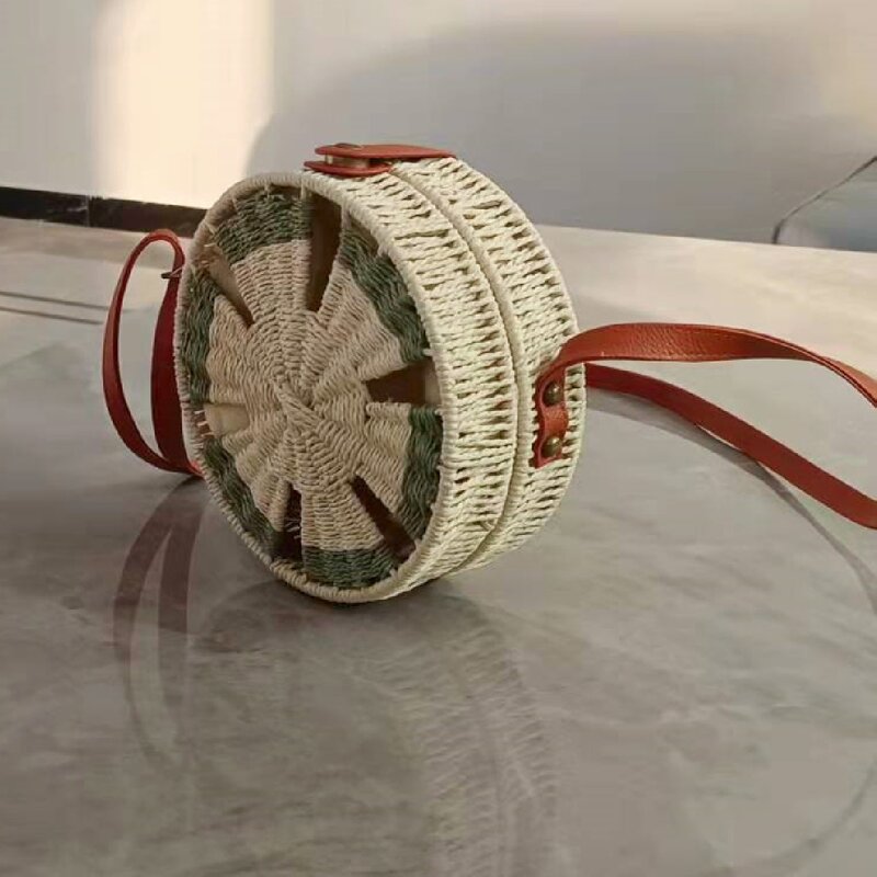 Straw Bag Manufacturer - Ladies Hand-woven Straw Box Handbag Crossbody Bag