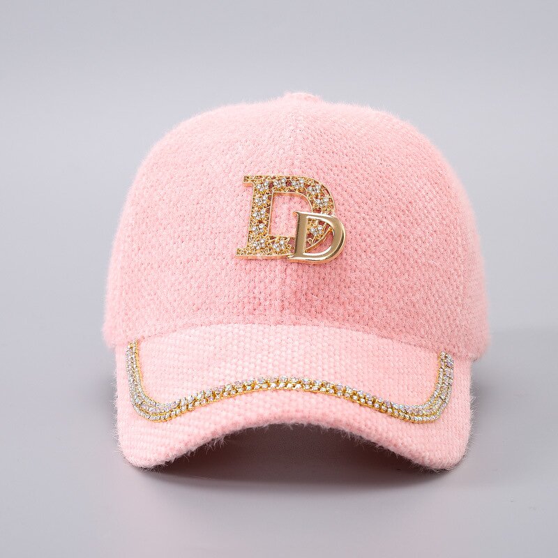 Baseball Cap Manufacturer - Fashion Mink Fur Rhinestone D Letter Hat