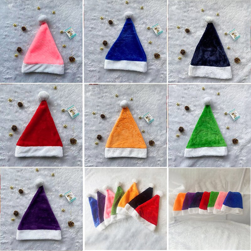 Santa Hat Factory - Xmas Velvet Christmas Colorful Thicken Holiday Party Hat