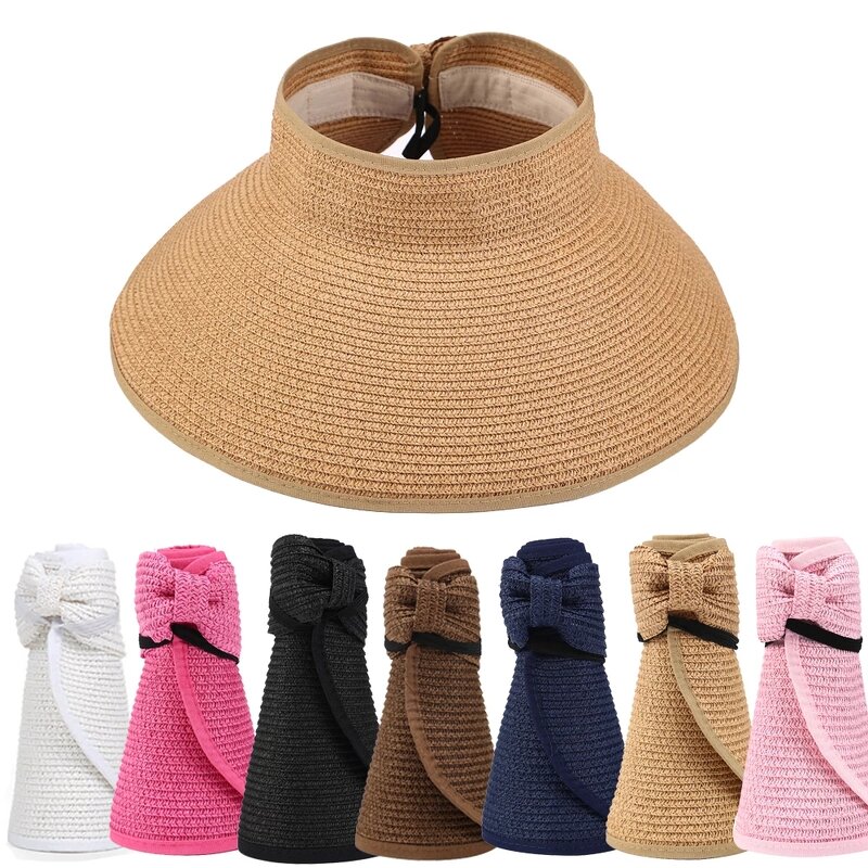 Sun Visor Manufacturer - Summer Roll up Foldable Wide Brim Straw Visor