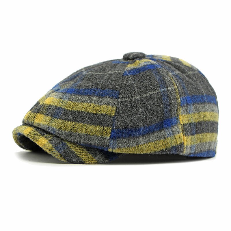 Flat Cap Factory - British Herringbone Driving Cabbie Tweed Beret Hat