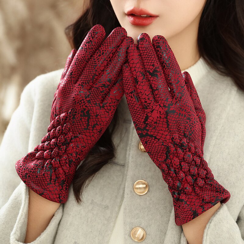 Cycling Gloves Supplier - Fall Winter Snake Skin Woolen Touch Screen Split Finger