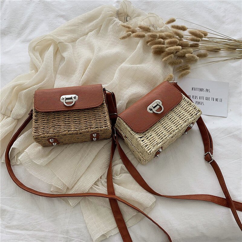 Straw Bag Manufacturer - Handwoven Rattan Bag with Leather Straps Shoulder