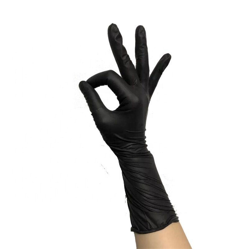 Long Nitrile Gloves Bulk - Black 12 Inch Powder Free