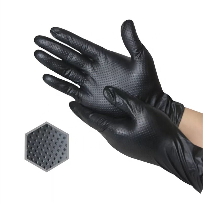 Black Nitrile Gloves Supplier - Diamond Texture Grip