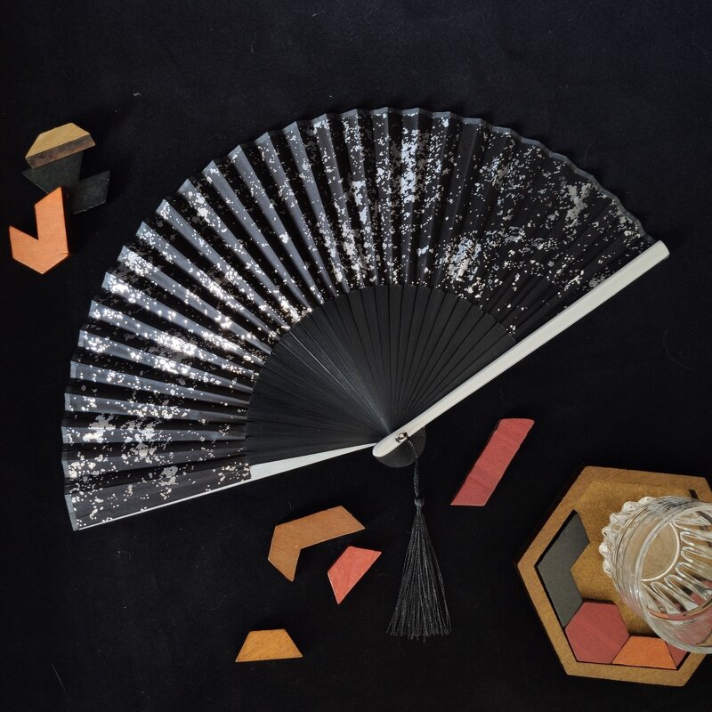 Folding Hand Fan Factory - Portable Gold Silver Sprinkling