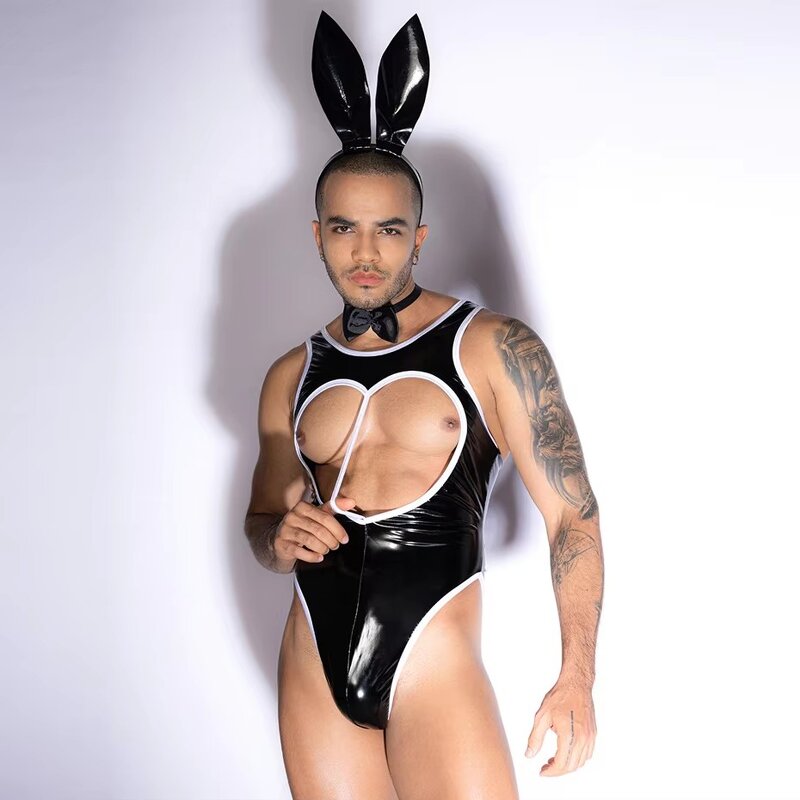 Men's Lingerie Factory - Leather Bodysuit Bunny Cosplay