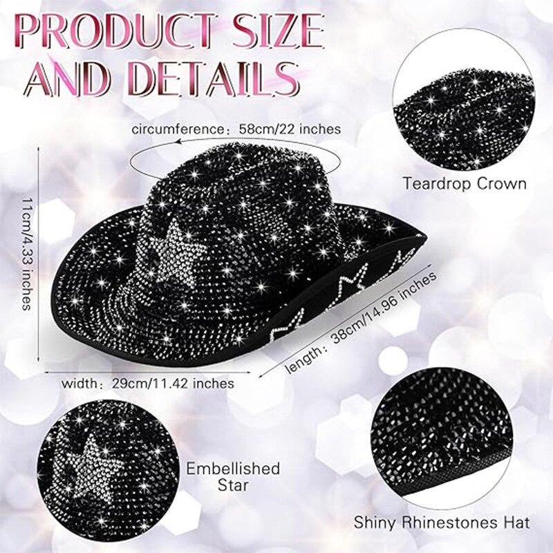 Cowboy Hat Supplier - Disco Silver Star Rhinestone