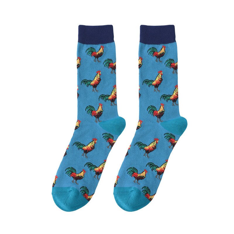 Men's Socks Manufacturer - Rooster Pattern Crew Cotton