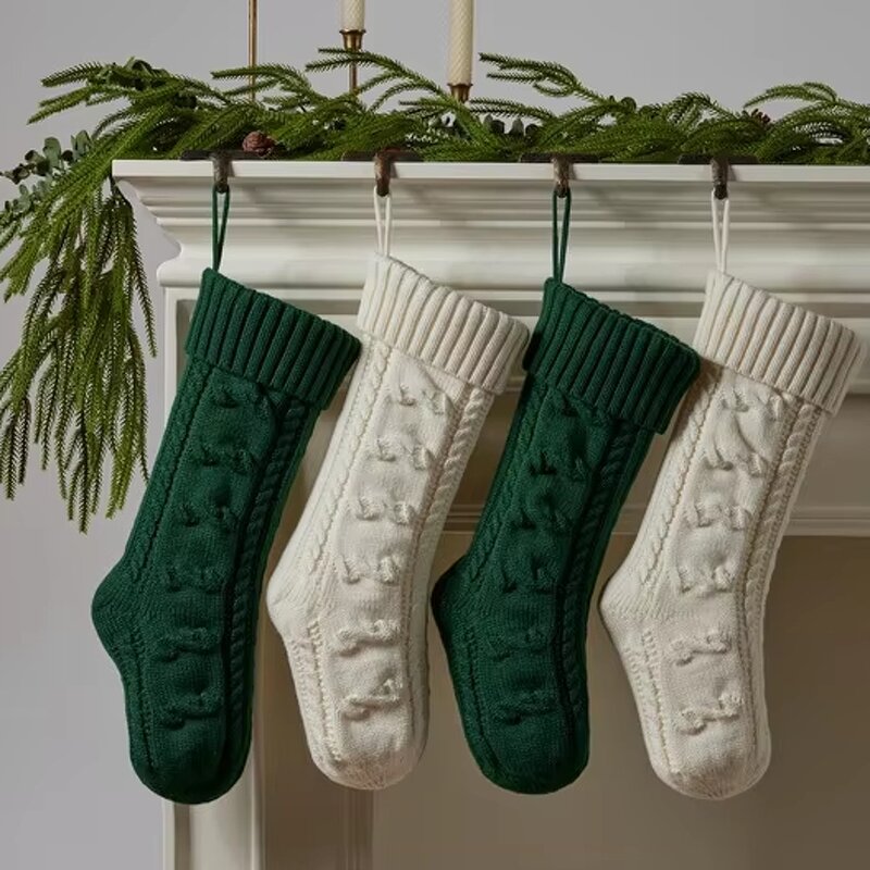Christmas Stockings Manufacturer - 18 Inch Bow Cable Knit