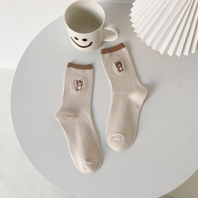 Tube Socks Supplier - Japanese Cute Bear Embroidery