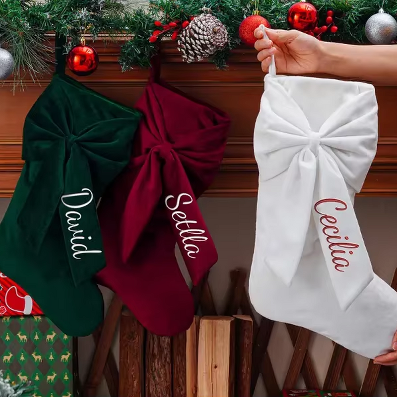 Christmas Stocking Supplier - Personalized Bow Embroidered