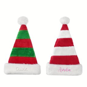 Santa Hat Manufacturer - Custom Plush Striped Pompom
