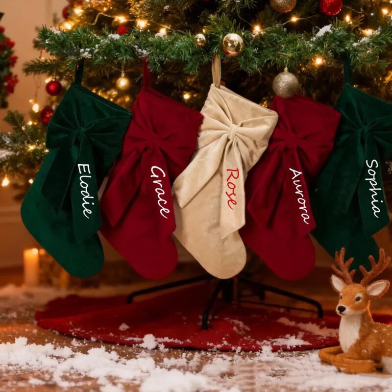 Christmas Stocking Supplier - Personalized Bow Embroidered