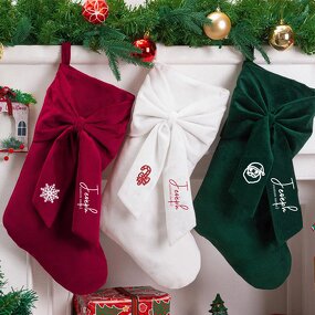 Christmas Stockings Factory - Custom Embroidered Velvet Bow