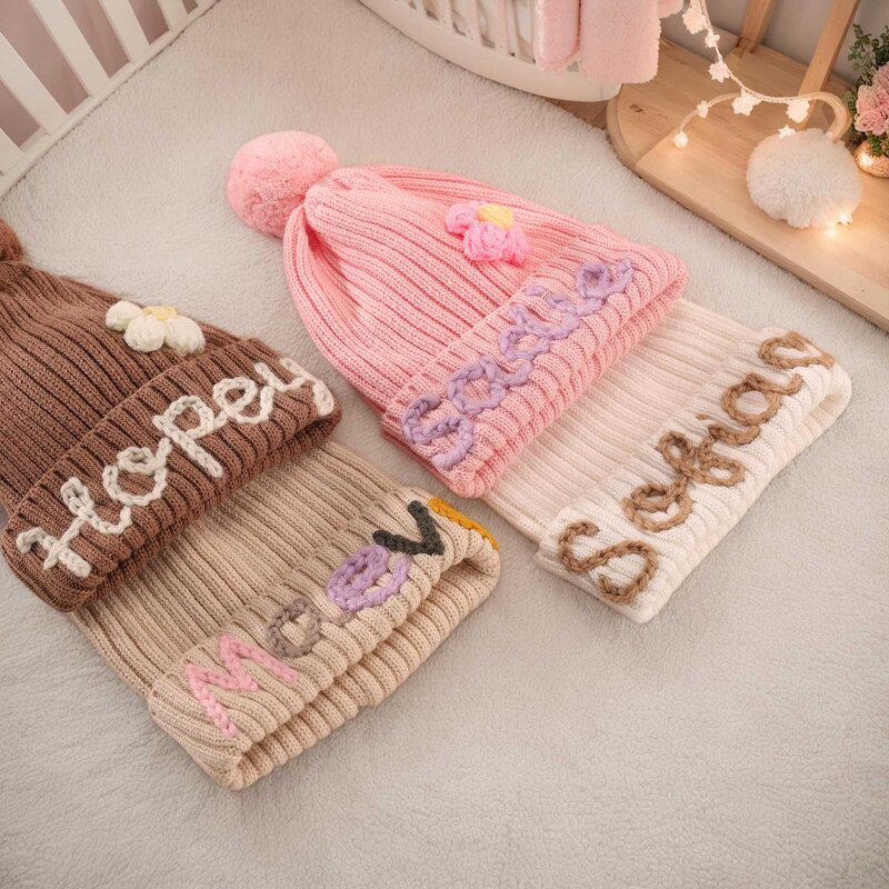 Baby Beanie Manufacturer - Custom Name Embroidery Pom Pom