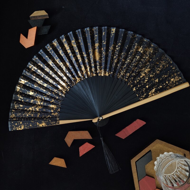 Folding Hand Fan Factory - Portable Gold Silver Sprinkling