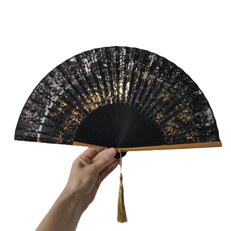 Folding Hand Fan Factory - Portable Gold Silver Sprinkling