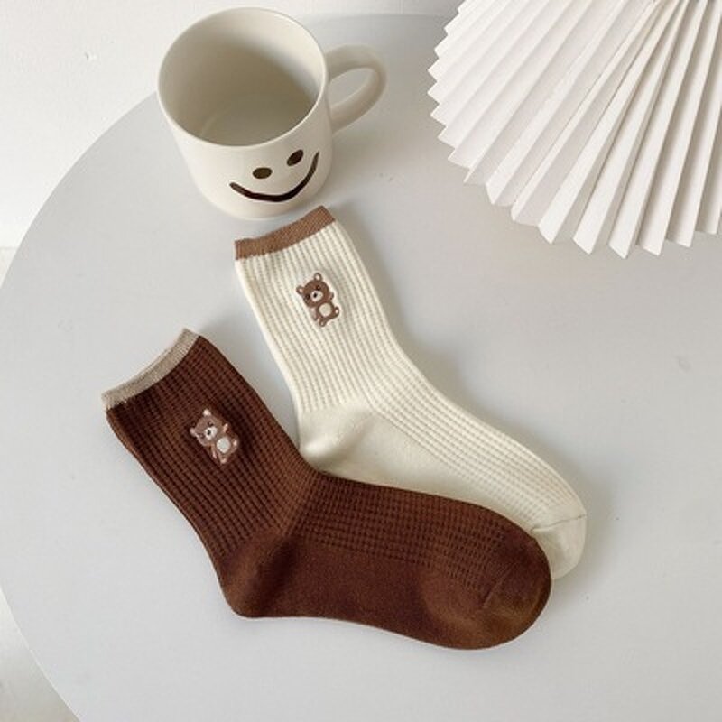 Tube Socks Supplier - Japanese Cute Bear Embroidery