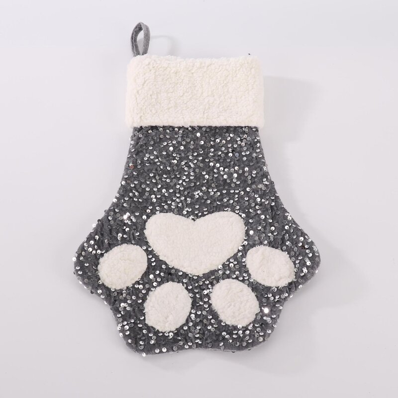 Pet Christmas Stockings Factory - Custom Sequin Paw Glitter