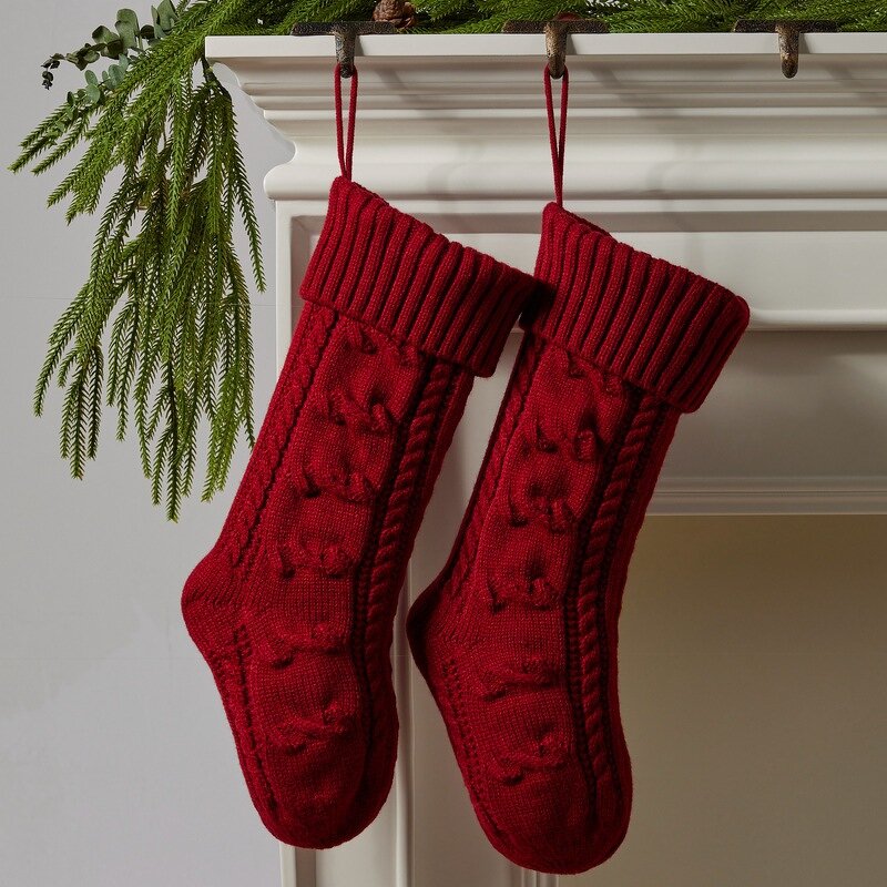 Christmas Stockings Manufacturer - 18 Inch Bow Cable Knit