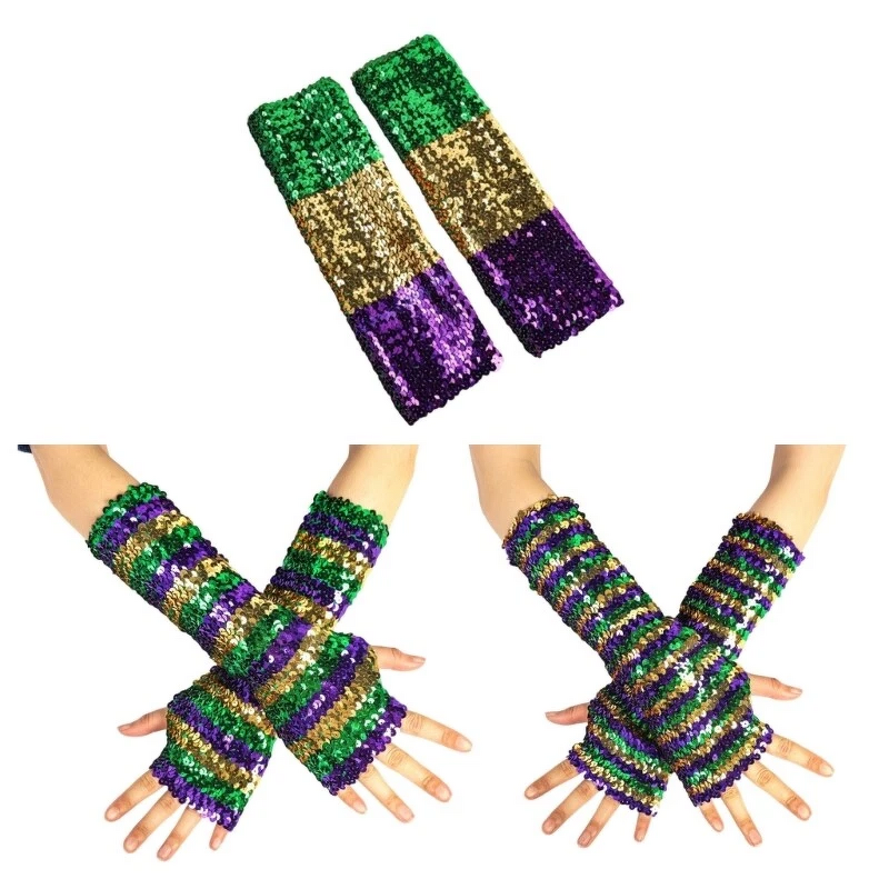 Arm Warmers Supplier - Sequin Mardi Gras Carnival