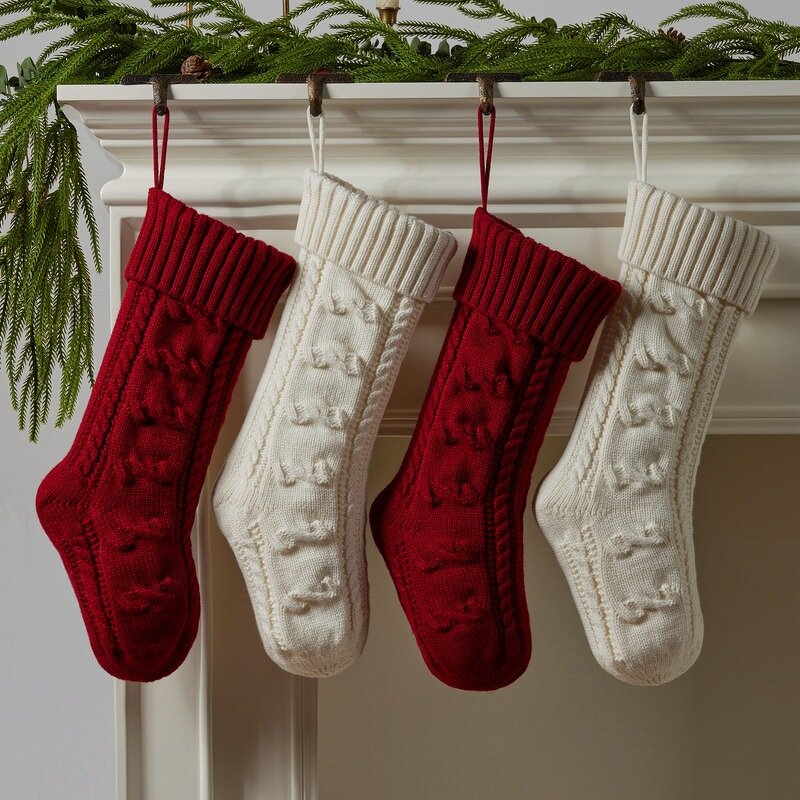 Christmas Stockings Manufacturer - 18 Inch Bow Cable Knit