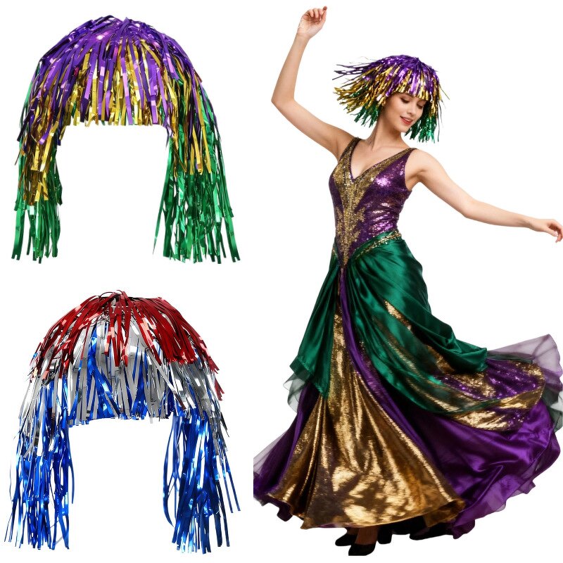 Mardi Gras Wig Supplier - Colorful Fringe Carnival