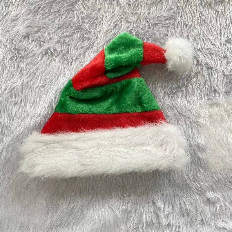 Santa Hat Manufacturer - Custom Plush Striped Pompom