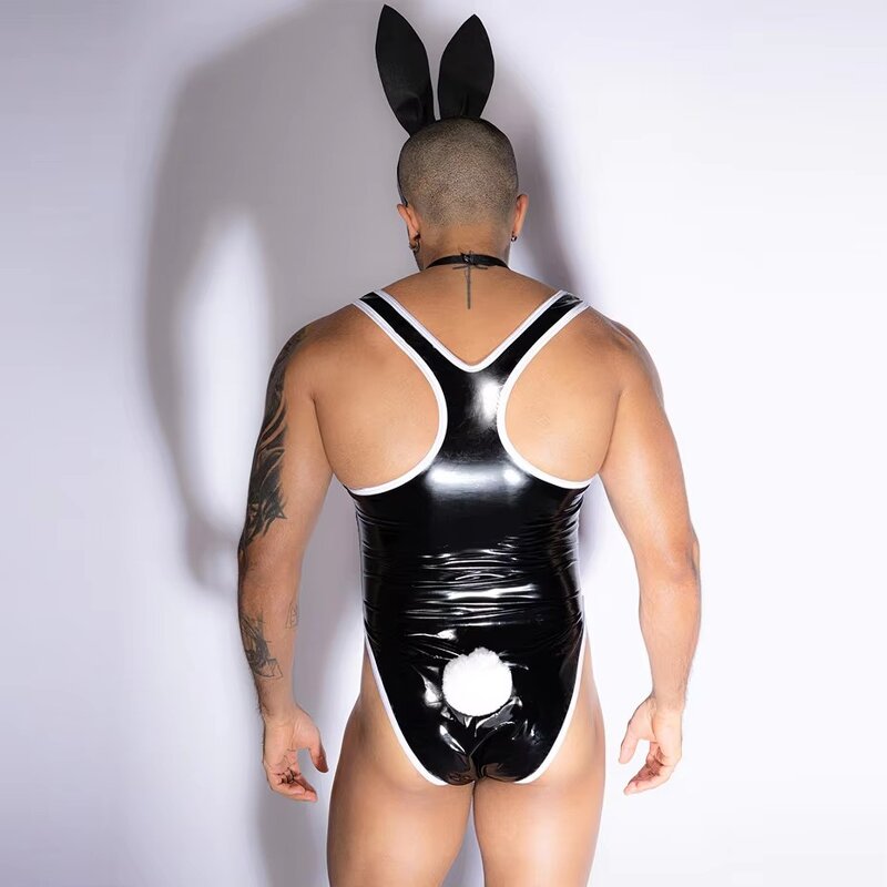 Men's Lingerie Factory - Leather Bodysuit Bunny Cosplay