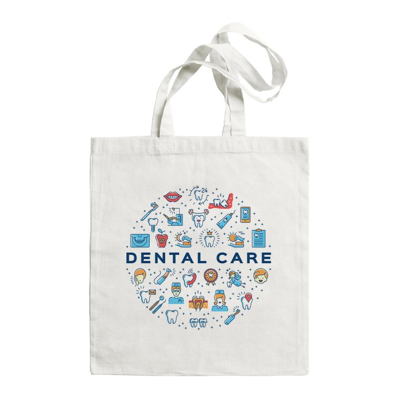 Dentist Tote Bag Supplier - Canvas Cartoon Tooth Print