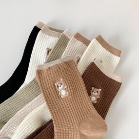 Tube Socks Supplier - Japanese Cute Bear Embroidery