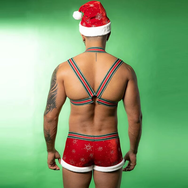 Men's Lingerie Manufacturer - Red Harness Pants Bodysuit