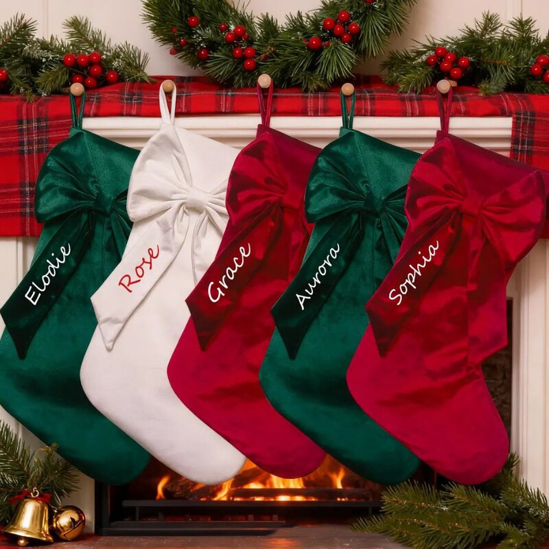 Christmas Stocking Supplier - Personalized Bow Embroidered