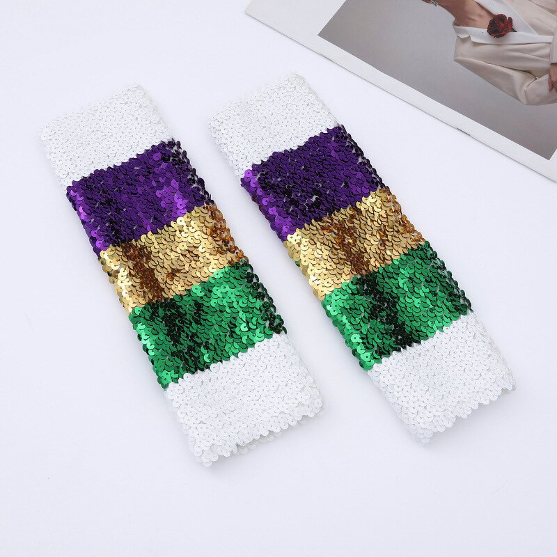 Arm Warmers Supplier - Sequin Mardi Gras Carnival
